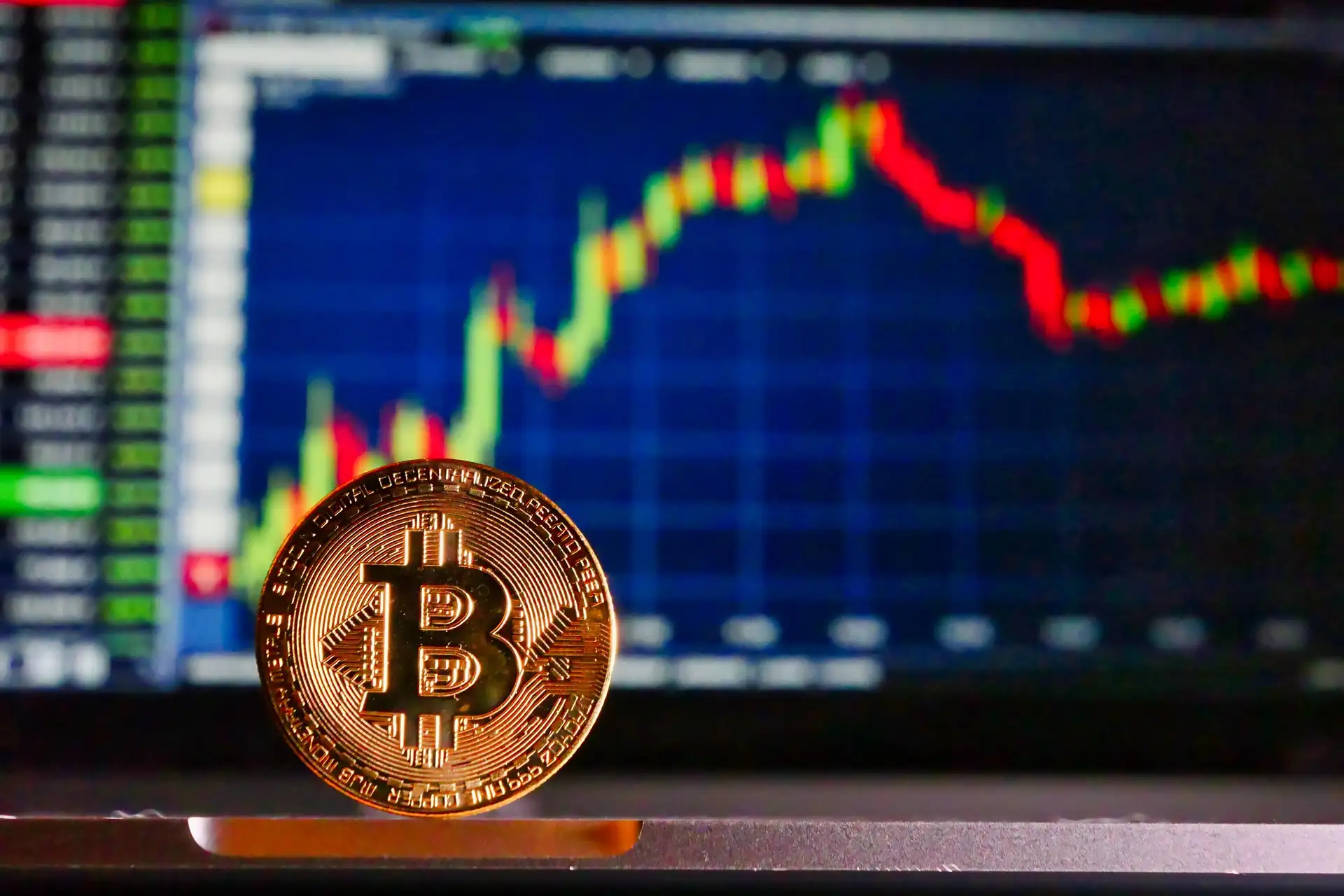 Cryptocurrency trading dashboard with candlestick charts and order book